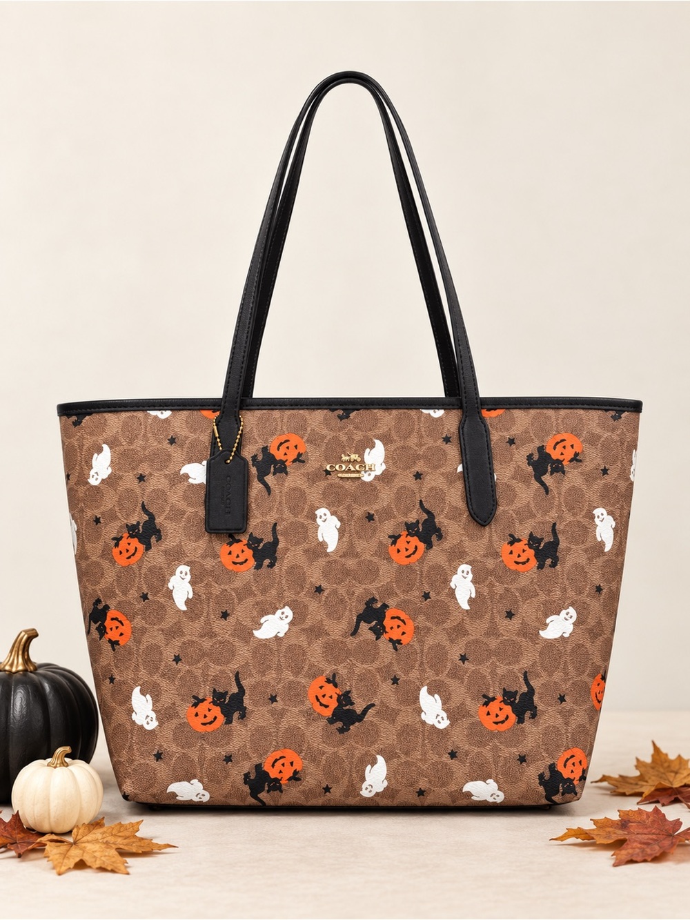 Coach Halloween City Tote Ghost Cat Pumpkin CW450 CCE69 NIB